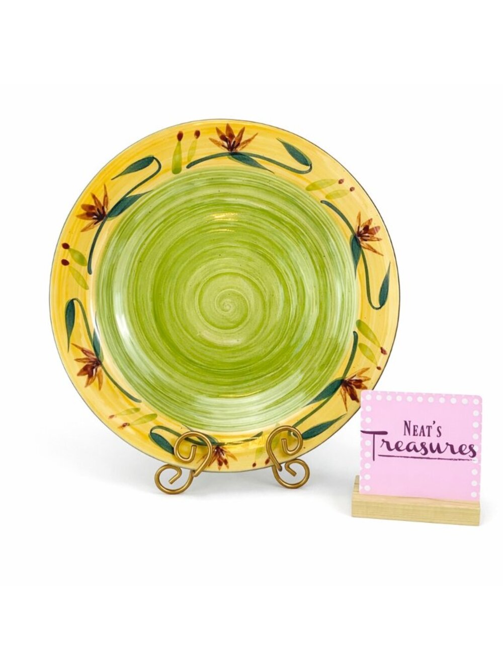 Pier 1 One ELIZABETH Handpainted Floral Stoneware 14"  Deep Dish Serving Platter